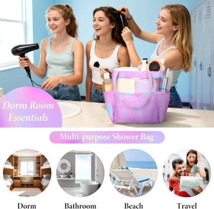 Mesh Shower Caddy Portable, Quick Dry Hanging Shower Tote Bag for College Dorm Room Essentials, Large Capacity Shower Caddy Dorm for Bathroom Gym Swimming