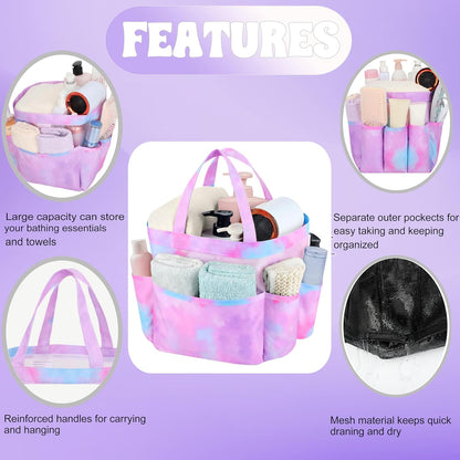 Mesh Shower Caddy Portable, Quick Dry Hanging Shower Tote Bag for College Dorm Room Essentials, Large Capacity Shower Caddy Dorm for Bathroom Gym Swimming