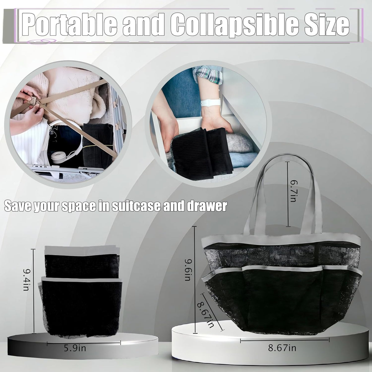 Mesh Shower Caddy Portable, Quick Dry Hanging Shower Tote Bag for College Dorm Room Essentials, Large Capacity Shower Caddy Dorm for Bathroom Gym Swimming