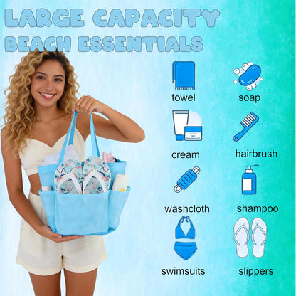 Mesh Shower Caddy Portable, Quick Dry Hanging Shower Tote Bag for College Dorm Room Essentials, Large Capacity Shower Caddy Dorm for Bathroom Gym Swimming