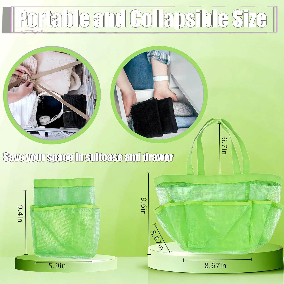 Mesh Shower Caddy Portable, Quick Dry Hanging Shower Tote Bag for College Dorm Room Essentials, Large Capacity Shower Caddy Dorm for Bathroom Gym Swimming