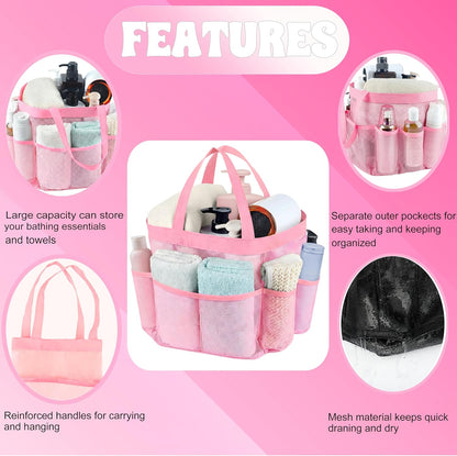 Mesh Shower Caddy Portable, Quick Dry Hanging Shower Tote Bag for College Dorm Room Essentials, Large Capacity Shower Caddy Dorm for Bathroom Gym Swimming