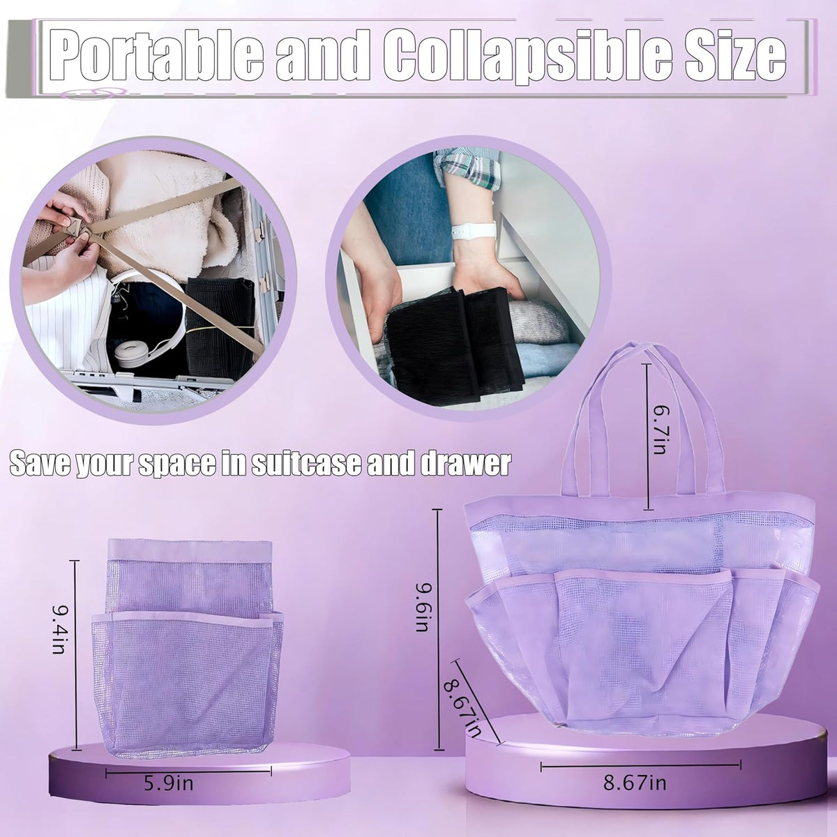 Mesh Shower Caddy Portable, Quick Dry Hanging Shower Tote Bag for College Dorm Room Essentials, Large Capacity Shower Caddy Dorm for Bathroom Gym Swimming