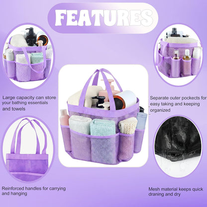 Mesh Shower Caddy Portable, Quick Dry Hanging Shower Tote Bag for College Dorm Room Essentials, Large Capacity Shower Caddy Dorm for Bathroom Gym Swimming