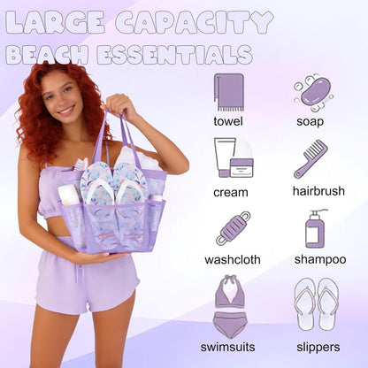 Mesh Shower Caddy Portable, Quick Dry Hanging Shower Tote Bag for College Dorm Room Essentials, Large Capacity Shower Caddy Dorm for Bathroom Gym Swimming