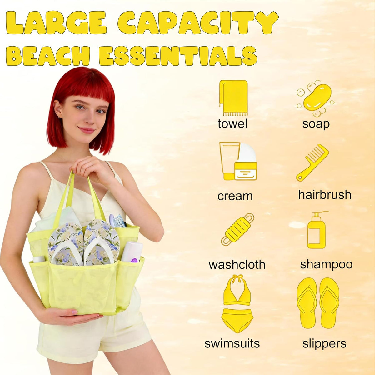 Mesh Shower Caddy Portable, Quick Dry Hanging Shower Tote Bag for College Dorm Room Essentials, Large Capacity Shower Caddy Dorm for Bathroom Gym Swimming