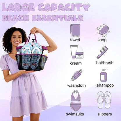 Mesh Shower Caddy Portable, Quick Dry Hanging Shower Tote Bag for College Dorm Room Essentials, Large Capacity Shower Caddy Dorm for Bathroom Gym Swimming