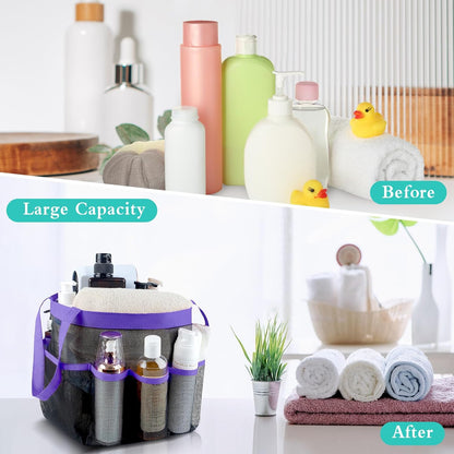 Mesh Shower Caddy Portable, Quick Dry Hanging Shower Tote Bag for College Dorm Room Essentials, Large Capacity Shower Caddy Dorm for Bathroom Gym Swimming