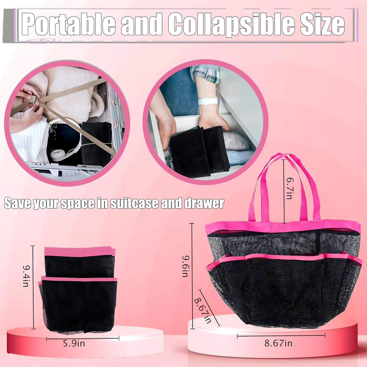 Mesh Shower Caddy Portable, Quick Dry Hanging Shower Tote Bag for College Dorm Room Essentials, Large Capacity Shower Caddy Dorm for Bathroom Gym Swimming
