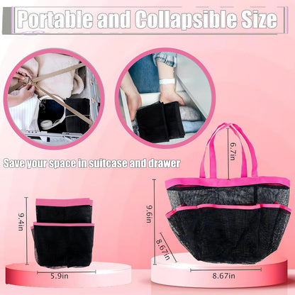 Mesh Shower Caddy Portable, Quick Dry Hanging Shower Tote Bag for College Dorm Room Essentials, Large Capacity Shower Caddy Dorm for Bathroom Gym Swimming