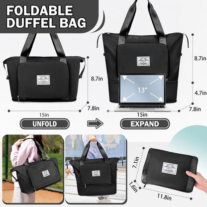 Large Capacity Folding Travel Bag,Expansion Travel Duffel Bag with Dry and Wet Separation Portable Travel Duffel Bag