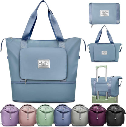 Large Capacity Folding Travel Bag,Expansion Travel Duffel Bag with Dry and Wet Separation Portable Travel Duffel Bag