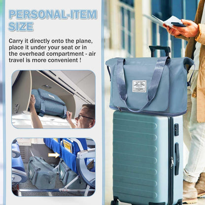 Large Capacity Folding Travel Bag,Expansion Travel Duffel Bag with Dry and Wet Separation Portable Travel Duffel Bag