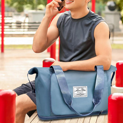 Large Capacity Folding Travel Bag,Expansion Travel Duffel Bag with Dry and Wet Separation Portable Travel Duffel Bag