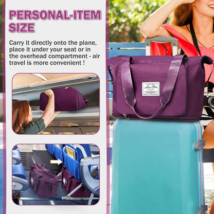 Large Capacity Folding Travel Bag,Expansion Travel Duffel Bag with Dry and Wet Separation Portable Travel Duffel Bag