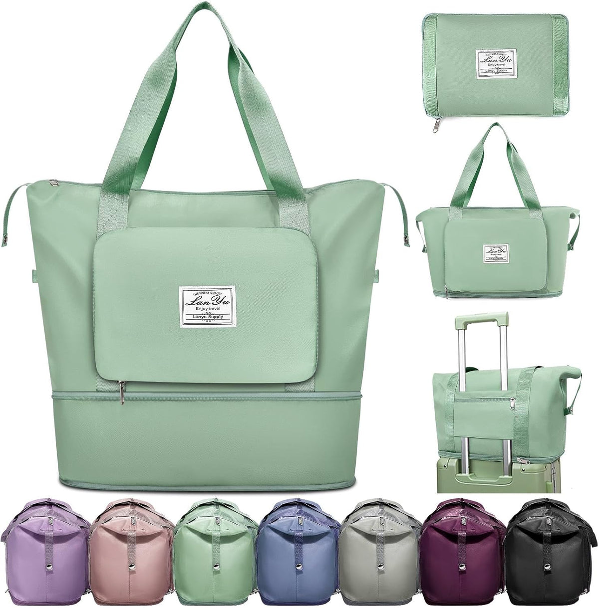Large Capacity Folding Travel Bag,Expansion Travel Duffel Bag with Dry and Wet Separation Portable Travel Duffel Bag