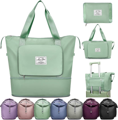 Large Capacity Folding Travel Bag,Expansion Travel Duffel Bag with Dry and Wet Separation Portable Travel Duffel Bag