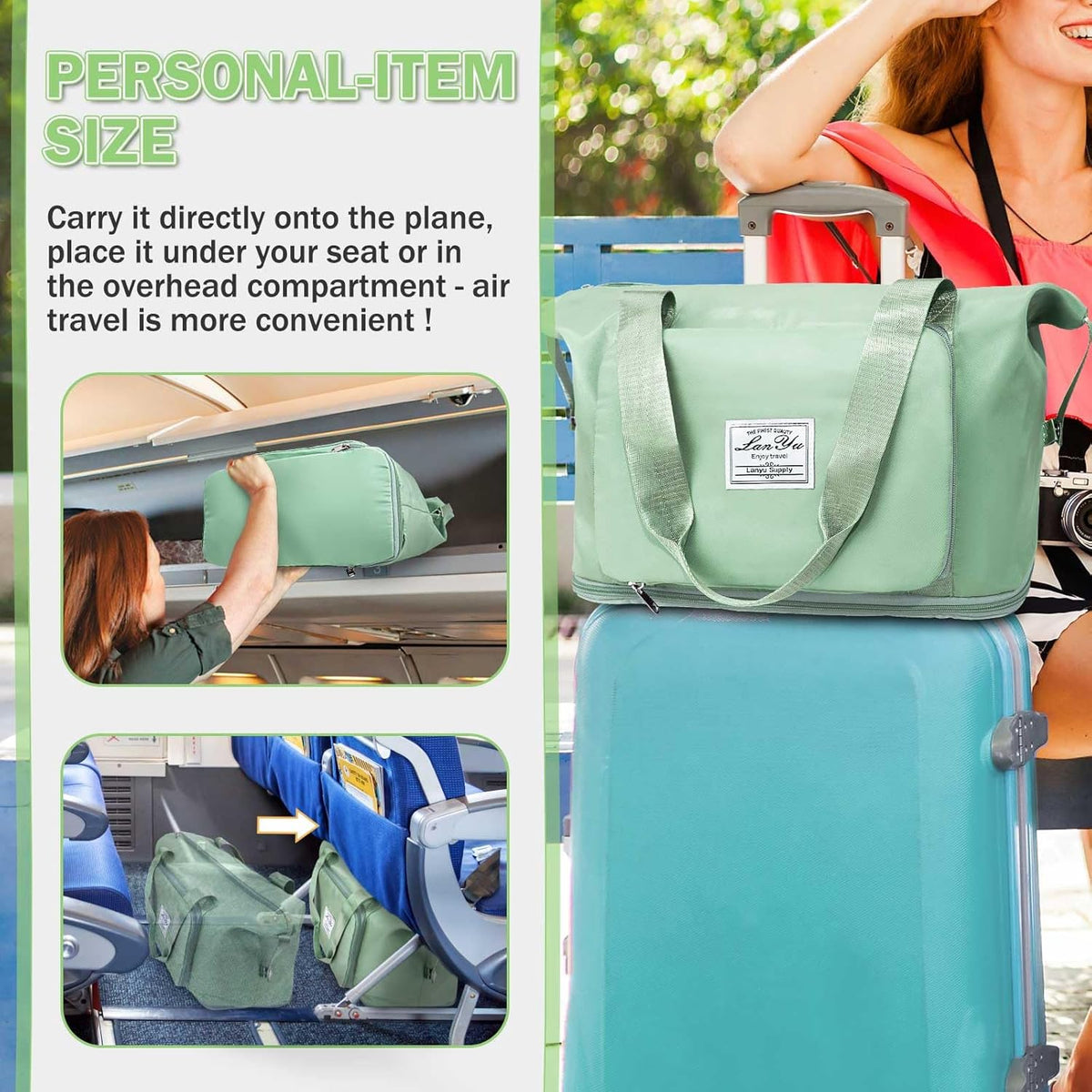 Large Capacity Folding Travel Bag,Expansion Travel Duffel Bag with Dry and Wet Separation Portable Travel Duffel Bag