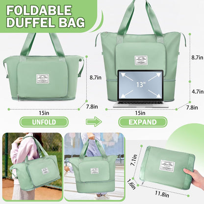 Large Capacity Folding Travel Bag,Expansion Travel Duffel Bag with Dry and Wet Separation Portable Travel Duffel Bag