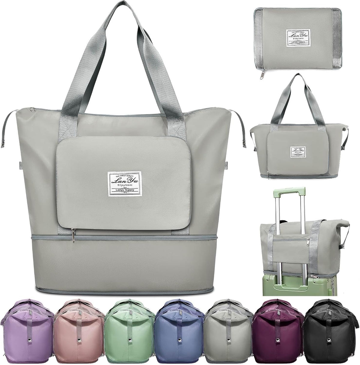 Large Capacity Folding Travel Bag,Expansion Travel Duffel Bag with Dry and Wet Separation Portable Travel Duffel Bag