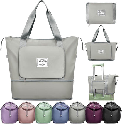 Large Capacity Folding Travel Bag,Expansion Travel Duffel Bag with Dry and Wet Separation Portable Travel Duffel Bag