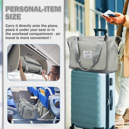 Large Capacity Folding Travel Bag,Expansion Travel Duffel Bag with Dry and Wet Separation Portable Travel Duffel Bag