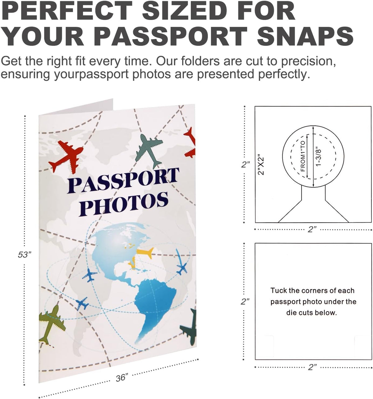 PruQuaiy150-Pack Passport Photo Organizer Folder with Pockets & Compartments for 2x2 Print, Picture Display, Travel Document Organizer - Small Business Supplies - Passport Holder for Travel