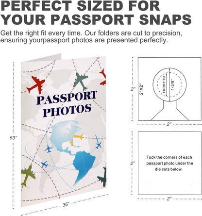 PruQuaiy150-Pack Passport Photo Organizer Folder with Pockets & Compartments for 2x2 Print, Picture Display, Travel Document Organizer - Small Business Supplies - Passport Holder for Travel