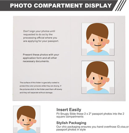 PruQuaiy150-Pack Passport Photo Organizer Folder with Pockets & Compartments for 2x2 Print, Picture Display, Travel Document Organizer - Small Business Supplies - Passport Holder for Travel