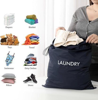 2 Pack Travel Laundry Bags for Dirty Clothes, Water-Resistant Nylon Wet Dry Bag with Zipper, Odor-Proof Washable Pouch for Gym, Swimming, College Dorm & Suitcase Organization
