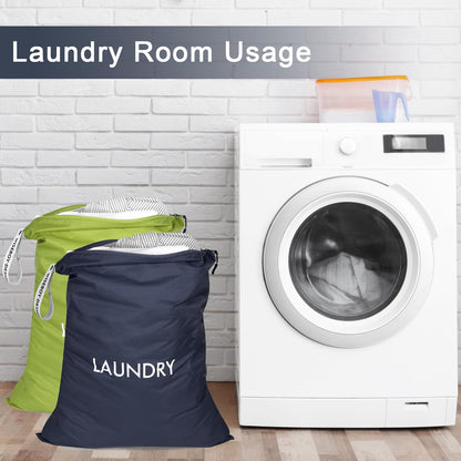 2 Pack Travel Laundry Bags for Dirty Clothes, Water-Resistant Nylon Wet Dry Bag with Zipper, Odor-Proof Washable Pouch for Gym, Swimming, College Dorm & Suitcase Organization