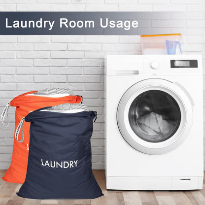 2 Pack Travel Laundry Bags for Dirty Clothes, Water-Resistant Nylon Wet Dry Bag with Zipper, Odor-Proof Washable Pouch for Gym, Swimming, College Dorm & Suitcase Organization