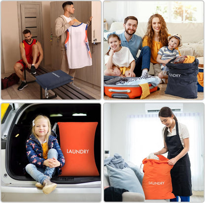 2 Pack Travel Laundry Bags for Dirty Clothes, Water-Resistant Nylon Wet Dry Bag with Zipper, Odor-Proof Washable Pouch for Gym, Swimming, College Dorm & Suitcase Organization