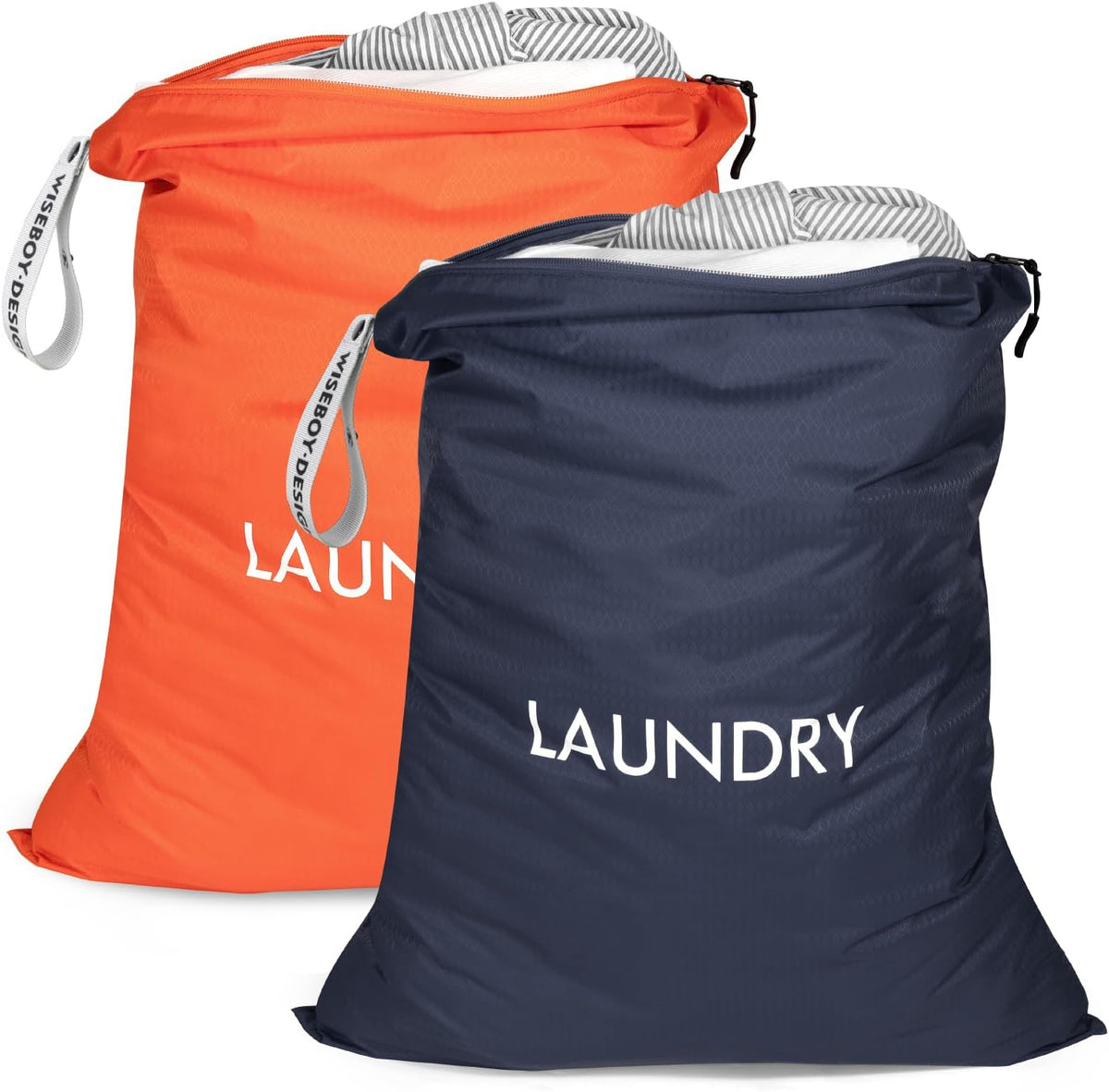 2 Pack Travel Laundry Bags for Dirty Clothes, Water-Resistant Nylon Wet Dry Bag with Zipper, Odor-Proof Washable Pouch for Gym, Swimming, College Dorm & Suitcase Organization