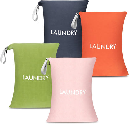2 Pack Travel Laundry Bags for Dirty Clothes, Water-Resistant Nylon Wet Dry Bag with Zipper, Odor-Proof Washable Pouch for Gym, Swimming, College Dorm & Suitcase Organization