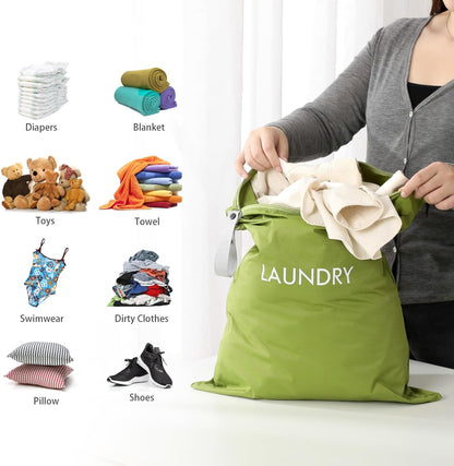 2 Pack Travel Laundry Bags for Dirty Clothes, Water-Resistant Nylon Wet Dry Bag with Zipper, Odor-Proof Washable Pouch for Gym, Swimming, College Dorm & Suitcase Organization