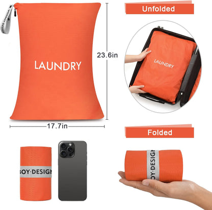 2 Pack Travel Laundry Bags for Dirty Clothes, Water-Resistant Nylon Wet Dry Bag with Zipper, Odor-Proof Washable Pouch for Gym, Swimming, College Dorm & Suitcase Organization