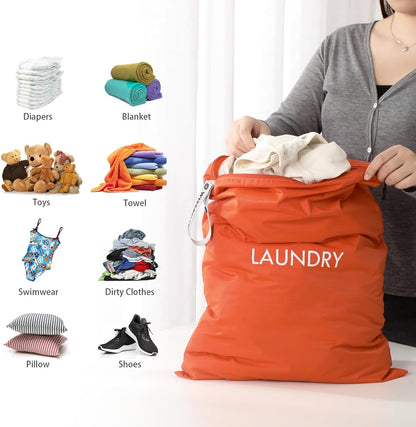 2 Pack Travel Laundry Bags for Dirty Clothes, Water-Resistant Nylon Wet Dry Bag with Zipper, Odor-Proof Washable Pouch for Gym, Swimming, College Dorm & Suitcase Organization