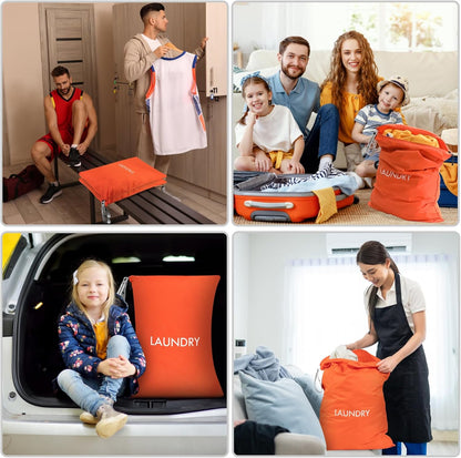 2 Pack Travel Laundry Bags for Dirty Clothes, Water-Resistant Nylon Wet Dry Bag with Zipper, Odor-Proof Washable Pouch for Gym, Swimming, College Dorm & Suitcase Organization
