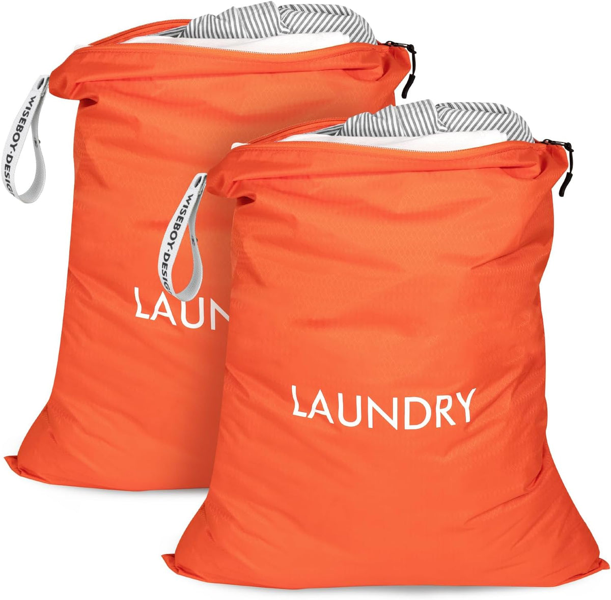 2 Pack Travel Laundry Bags for Dirty Clothes, Water-Resistant Nylon Wet Dry Bag with Zipper, Odor-Proof Washable Pouch for Gym, Swimming, College Dorm & Suitcase Organization