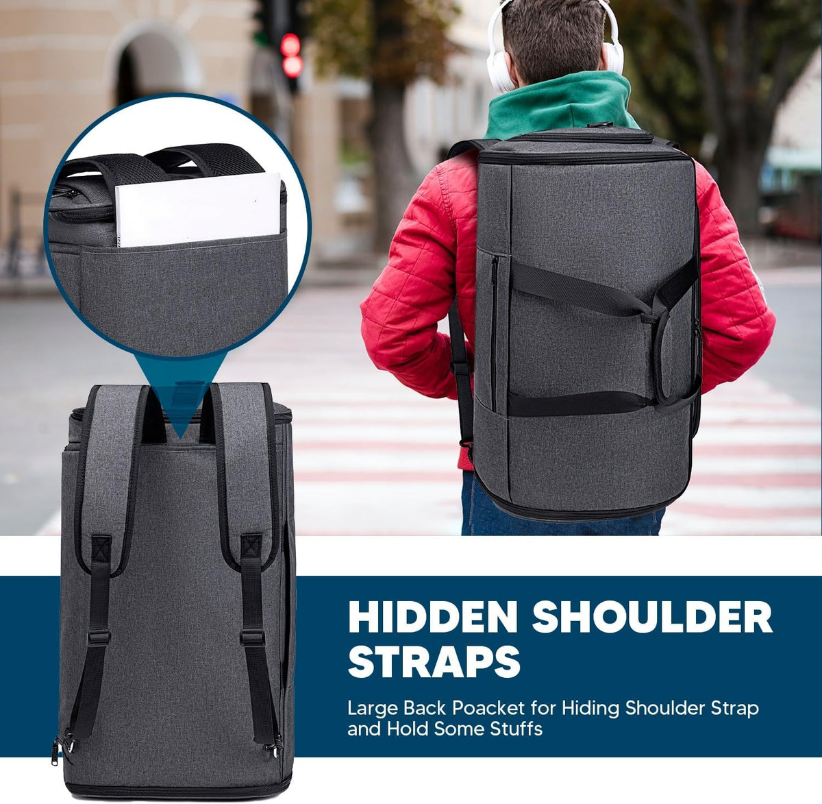 Garment Bags for Travel 58L Garment Bags Duffle Bag for Travel Convertible Carry On Garment Duffle Bag 4 in 1 Foldable Suit Bag with Shoes Compartment for Men Women Weekender，Dark Grey