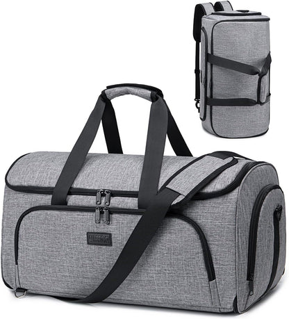 Garment Bags for Travel 58L Garment Bags Duffle Bag for Travel Convertible Carry On Garment Duffle Bag 4 in 1 Foldable Suit Bag with Shoes Compartment for Men Women Weekender，Dark Grey