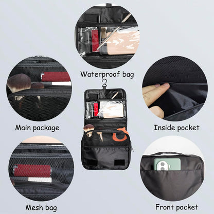 2Pcs Foldable Hanging Travel Toiletry Bag,Waterproof Portable Travel Bags, Multifunction Travel Makeup Cosmetic Bag Organizer with Hanging Hook (Pink Blue)
