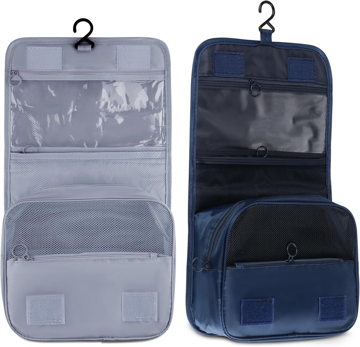 2Pcs Foldable Hanging Travel Toiletry Bag,Waterproof Portable Travel Bags, Multifunction Travel Makeup Cosmetic Bag Organizer with Hanging Hook (Pink Blue)