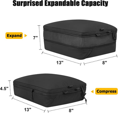 Compression Packing Cube for Travel, Luggage Organizers Packing Cubes for Carry On Suitcase, Compressible Expansion Dual Compartment Zipper Travel Organizer