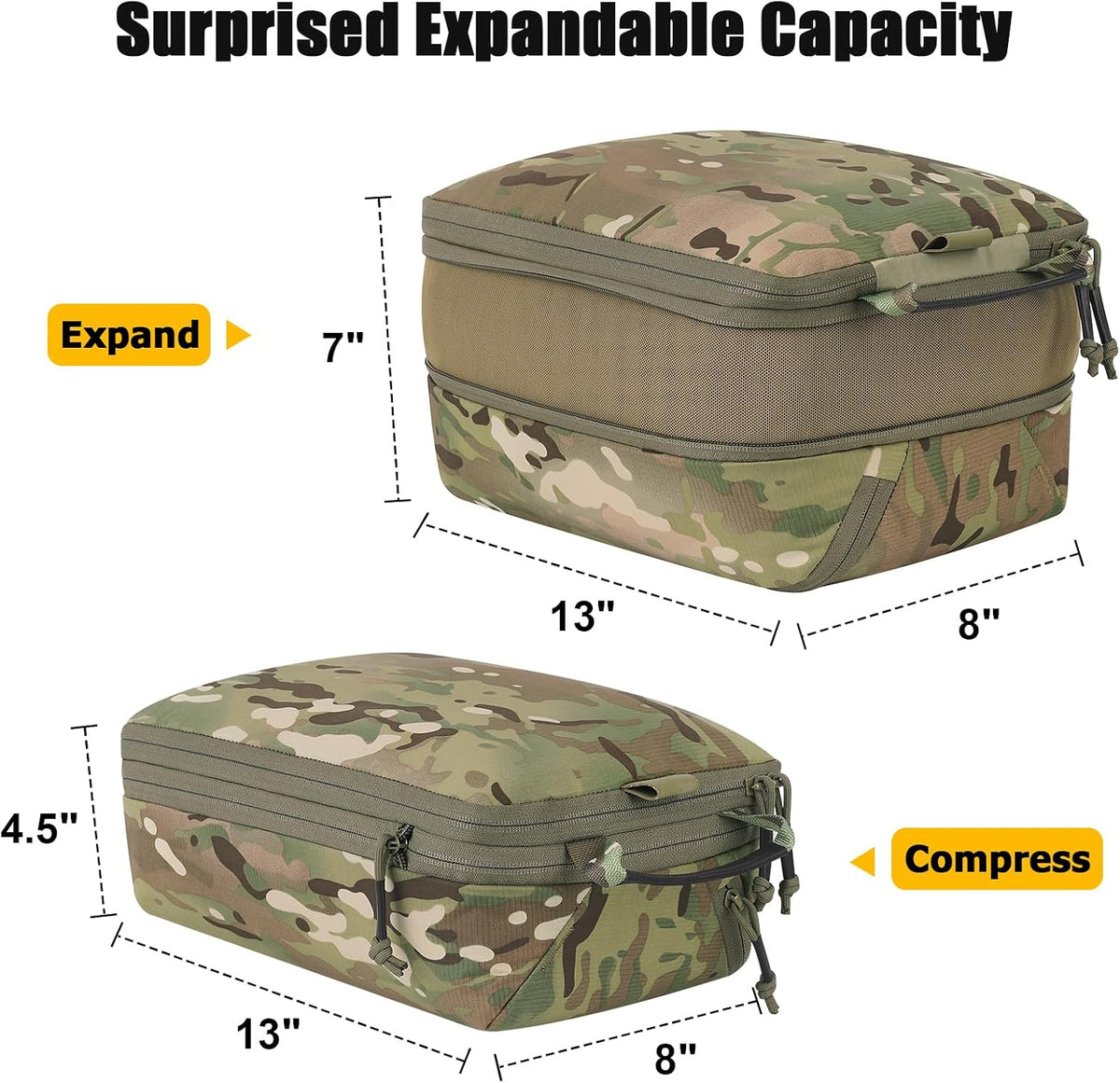 Compression Packing Cube for Travel, Luggage Organizers Packing Cubes for Carry On Suitcase, Compressible Expansion Dual Compartment Zipper Travel Organizer