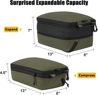 Compression Packing Cube for Travel, Luggage Organizers Packing Cubes for Carry On Suitcase, Compressible Expansion Dual Compartment Zipper Travel Organizer