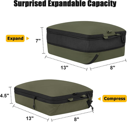 Compression Packing Cube for Travel, Luggage Organizers Packing Cubes for Carry On Suitcase, Compressible Expansion Dual Compartment Zipper Travel Organizer