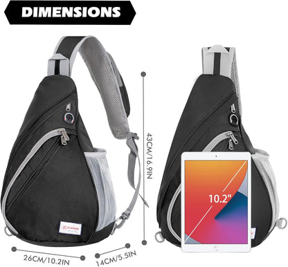 Sling Bag,Small Crossbody Sling Backpack,Water Resistant Shoulder Daypack for Travel,Anti Thief Chest Bag for Hiking(Black(New))