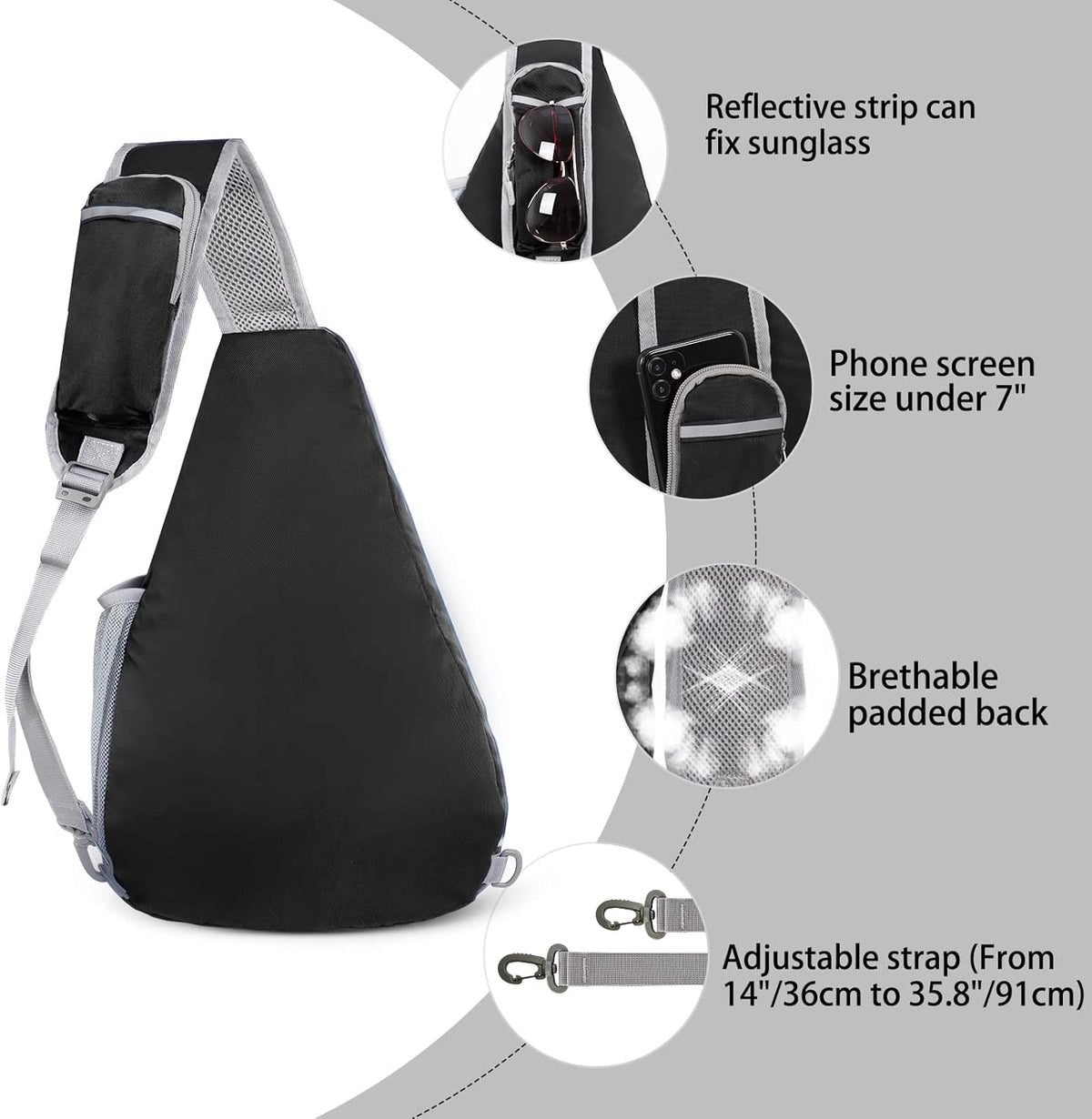 Sling Bag,Small Crossbody Sling Backpack,Water Resistant Shoulder Daypack for Travel,Anti Thief Chest Bag for Hiking(Black(New))